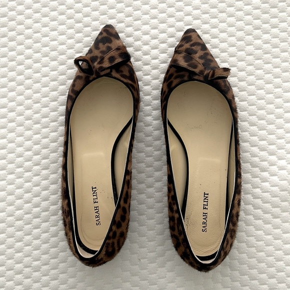 Sarah Flint Natalie Flats in Chocolate Leopard Haircalf Size 36.5 - Picture 1 of 2